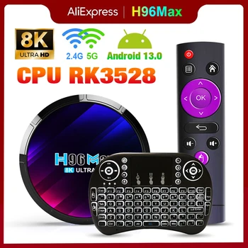 Smart TV Box Android 13 H96 MAX RK3528 8K 4G 32GB 64GB Wifi6 2,4 G & 5,8 G BT5.0 мултимедиен плейър Четириядрен AV1 3D Бърза конзола телеприставка