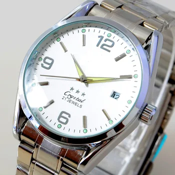 Ретро-часовник от неръждаема стомана, водоустойчив автоматичен календар, изчистен дизайн, автоматични механични бизнес часовници, Директна доставка