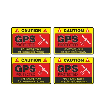 Автомобилна стикер 4X Предупреждение, GPS система за проследяване, Защитени автомобили, Мотоциклети, Външни аксесоари, стикери от PVC, 8 см * 5,2 cm