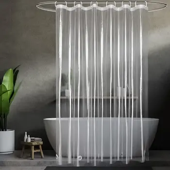 Водоустойчив прозрачна завеса за душ с подплата от устойчив на мухъл пластмаса, завеса за душ с куки, Украса за баня Home PEVA