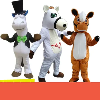Колоритен костюм талисман на коня Зебра, талисман Костюм Мадагаскарской коне, Рекламен карнавал, Хелоуин, Коледа, Великденският фестивал