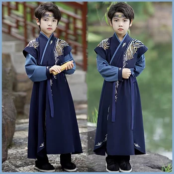 2023 Нов китайски костюм Ханьфу за момче Следа Костюм на Института Конфуций Униформи-Китайски Коледен Костюм Традиционна Тъкан Кунг-фу