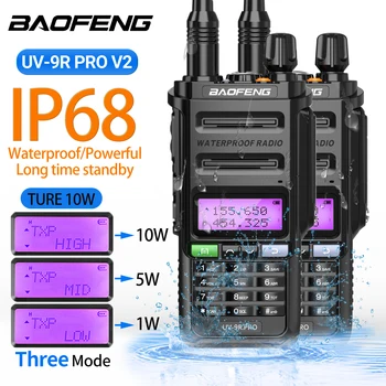 2 ЕЛЕМЕНТА Baofeng UV9R Pro Водоустойчив преносима радиостанция UV-9Rpro, двойна лента преносим CB-радио хям, FM-радиоприемник, двустранно радио