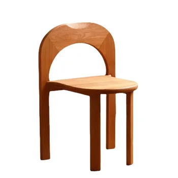 Скандинавски модерен стол с облегалка, дървена стол, всекидневни стол, стол за семейната трапезария, японски трапезария стол от масивно дърво Ваби Съби
