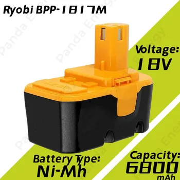 Verbeterde 18V 6800Mah Ni-Mh Vervangende Batterij Voor Ryobi 18V Batterij Een + Compatibel Met P100 P101 ABP1801 ABP1803 BPP1820