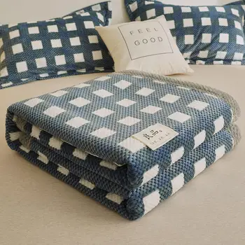 Вязаное одеяло от мека синельной прежда, вязаное одеяло, машинно пране, вязаное одеяло ръчен труд за канапе-легло
