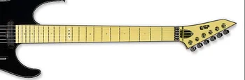 Електрическа китара за поръчка на Кленов лешояд и накладка черен цвят с едно черно обвързани D образна задната част