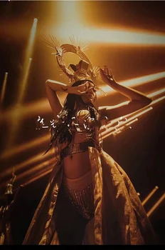Прическа Bar golden halo, костюми за шоу dsgogo, висококачествени облекла за търговски реч