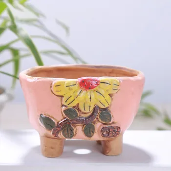 Корейски Ins Скъпа Керамична мини-саксия с ръчно рисувани, гърне за домашна градина, Декорация на Епидемиологията на Бонзай градина, Умален модел на плантатор