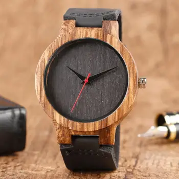 Унисекс Топ Подарък циферблат от естествен Бамбук, дървени часовници за мъже и Жени, дървени часовници от естествена кожа, мъжки Reloj Mujer Relogio Feminino