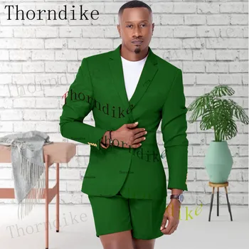 Мъжки костюм Thorndike, смокинг и лацканом, сватбени костюми на Младоженеца, модерен мъжки бизнес блейзър, сако + къси панталони