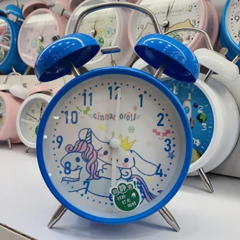 Оригинални десктоп часовник Hello Kitty Kuromi My Melody с анимационни камбана-будилник, нощни часовници за детска спални, подарък за малките момичета