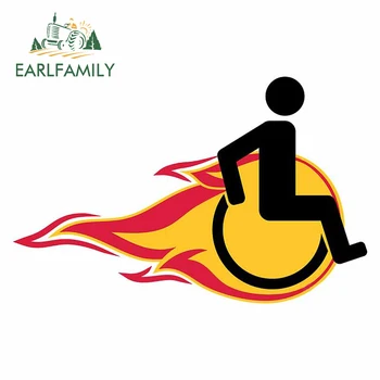 EARLFAMILY 13 см х 10,6 см за Инвалидна Количка Огнен Пламък Автомобилни Стикери Карикатура Творчески Силует Стикер върху Бронята на Дъска За Сърф Украса