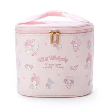 Sanrio my Melody мультяшная скъпа пътна косметичка за момичета, чанта за съхранение червило, чанта с канела, цилиндрична чанта за измиване