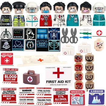 Градивните елементи на кръвта на медика болници, градски лекар, медицински сестри, Първа помощ, Тухли, MOC, изграждане на качествени Играчки За Деца