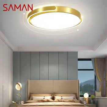 Тавана лампа SAMAN Nordic, модерни златни кръгли лампи, прости тела, led домове за хол