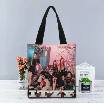 Потребителски чанти ITZY KPOP за момичета, холщовые чанти-тоут, чанти за пазаруване, ежедневни полезна чанта на рамото, женствена чанта 0524
