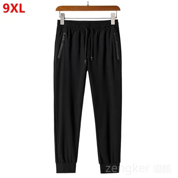 Ежедневни панталони големи размери мъжки летни плюс размера на ice silk trend tide тънки свободни бързо съхнещи спортни панталони 9XL 8XL за бягане