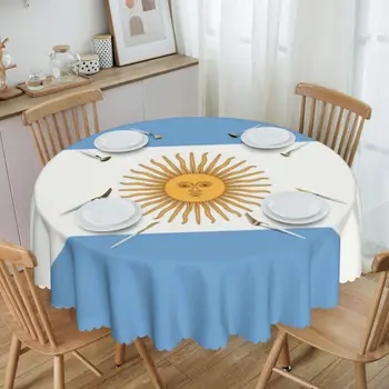 Кръгла покривка с флага на Аржентина, водоустойчив Маслостойкая покривка за маса, 60-инчов покривка за масата