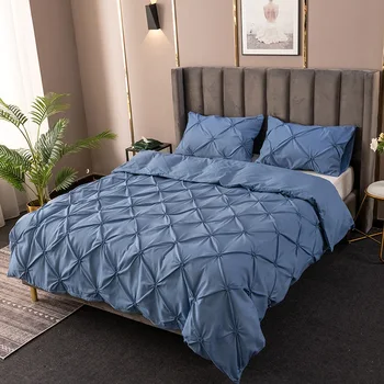 Висококачествен 3D Плиссированный комплект пододеяльников за пуховых одеяла 220x240, Обикновен комплект спално бельо за един, двама, двама Души, пухени