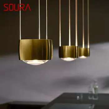 Окачен лампа SOURA Nordic Creative LED Vintage Simple Gold Small Light за домашна трапезария, спалня, прикроватного декор