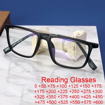 2022 Нови Мъжки слънчеви Очила за четене, Осветление, Защита от синя светлина, Маркови черни Квадратни мъжки слънчеви Очила за далекогледство TR90, метални рамки за очила