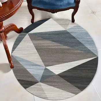Леки луксозни и модерни килими на геометрични ивица минималистичного скандинавски стил за всекидневна, декориране на спалня, кръгъл килим