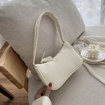 Дамски лилава чанта под мишниците от мека изкуствена кожа, ретро-обикновена дамска чанта, модерен дизайн, малки чанти за рамо за момичета