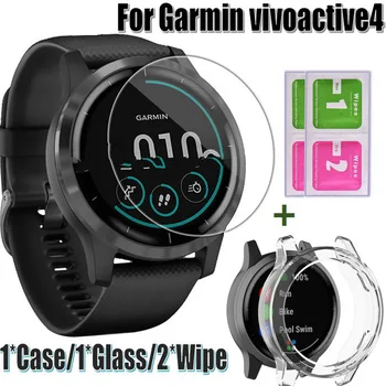 Екран часа Стъклена филм за Garmin vivoactive4 Гривна за часовник, рамка за каишка, защитен калъф за Garmin vivoactive 4, Bezel