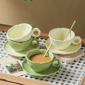 Ins, скандинавски, определени за следобеден чай, кафе, чаша набор от ястия, изискана керамична чаша ястие ретро чаша корея проста чаша ястие