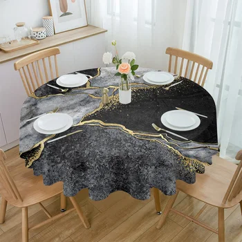 Абстрактна е черно-Бяла Мраморна Водоустойчив Покривка За чай за маса, украса на кръглата маса за кухня, сватби, начало на трапезария