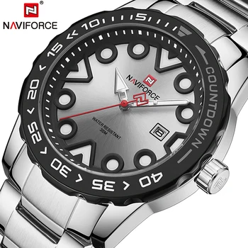 NAVIFORCE висок клас на марката часовници за мъже, модни кварцов спортни ръчни часовници, аналогов часовник, часовник с дата, мъжки часовник от неръждаема стомана