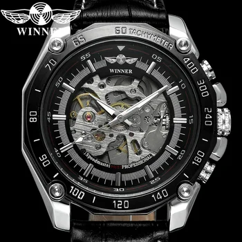 WINNER Автоматични механични мъжки ръчен часовник в стил милитари, спортни мъжки часовници, най-добрата марка за луксозни модни мъжки часовници с виртуален скелет, подарък 8137