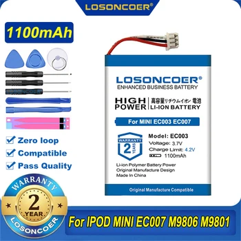 100% Оригинална батерия LOSONCOER за IPOD MINI EC003 EC007 M9801 M9802/9805/9806/9807 W065 A1051 4GB MP3/4 1st 2nd Gen