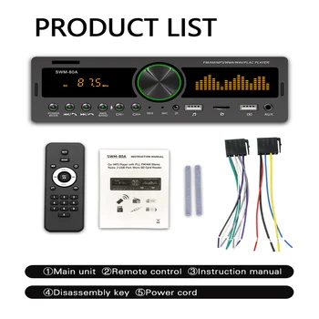 Автомобилно Радио Аудио Стерео 1 Din Високоговорител MP3 плейър AUX Вход USB Bluetooth/FM/AM Радио аудио плейър Мултимедиен Авто Аудио