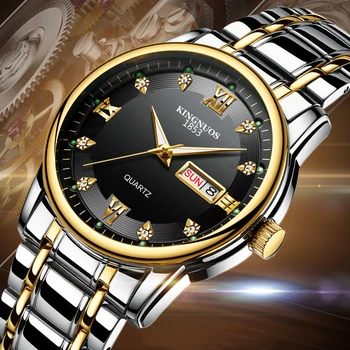 Нови кварцови часовници за мъже, елитен марка, бизнес мъжки часовници, водоустойчиви спортни часовници, светещи ръчен часовник от неръждаема стомана
