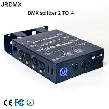 Професионален 4-лентов DMX-сплитер, 4 канала, оптически изолиран DMX-дистрибутор на сигнал, усилвател / сплитер за сценични осветителни тела