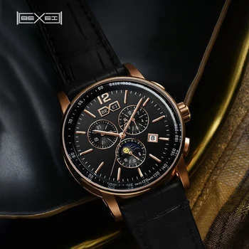 Мъжки Механичен часовник BEXEI 9059 Skeleton fashion самостоятелно ликвидация, луксозен синтетичен сапфир, водоустойчив хода състав 45 часа