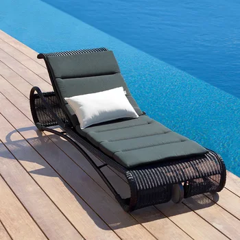 Висококачествен шезлонг за почивка в двора, край открития басейн, на балкона, плажен стол, стол за почивка от алуминиева сплав, комбинация на мебели