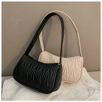 Модерен дамски чанта от изкуствена кожа, чанти на рамо, дамски ежедневни однотонная чанта-месинджър за жени, луксозна нова чанта под мишниците