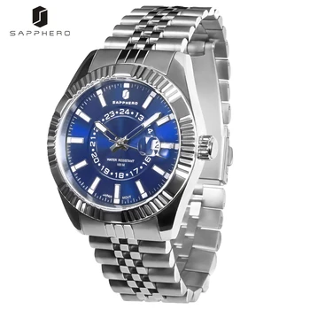 Мъжки часовник SAPPHERO, ръчен часовник от неръждаема стомана, водоустойчивост 100 м, кварцови часовници MIYOTA, ежедневни бизнес часовници за мъже