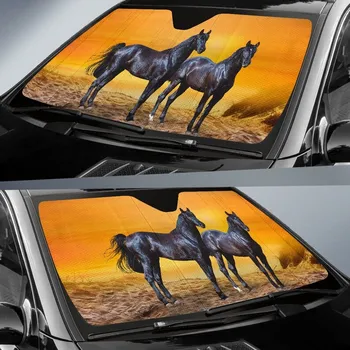 Огнено Арабски Козирка Sunset Horse за Предното Стъкло на превозното средство