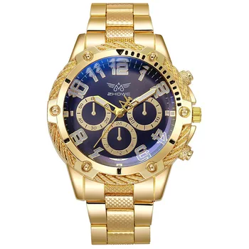 Нови Луксозни мъжки часовник от сплав син цвят, фалшиви кварцов часовник с три очи, мъжки часовник с голям циферблат, Relojes ал Hombre