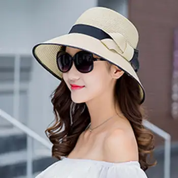 Красива жена солнцезащитная шапка, сгъваема декоративна моющаяся дамска плажна шапка с защита от uv