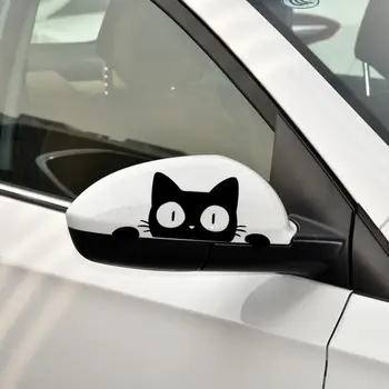 2022 нова Универсален Стикер С Выглядывающим Котка-Изненада, Черна/Бяла Забавно Vinyl Стикер, Аксесоари За Украса на Автомобила, 14 см*6,2 см