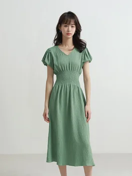 Секси лятна рокля във френски стил, ново висококачествено рокля с тясна талия и тънък дизайн, който създава усещане за