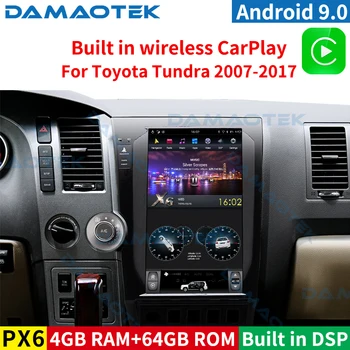 Damaotek Авторадио Android 9,0 13,6 См Автомобилен Мултимедиен Радиоплеер За TOYOTA Tundra 2007-2011 Безжичен Carplay