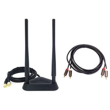 2,4 G/5G Двухчастотный удължителен кабел за Антена Wifi Рутер С Коаксиальным Конектор От 2RCA До 2 RCA Jack 3,5 Стерео RCA Аудио Кабел от 1 М