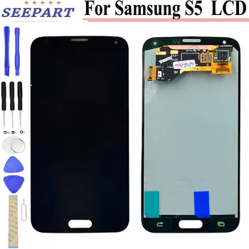 Super AMOLED LCD сензорен дисплей, дигитайзер за Samsung Galaxy S5 G900F G900I G900M G900A, резервни части за LCD-дисплея при събирането на