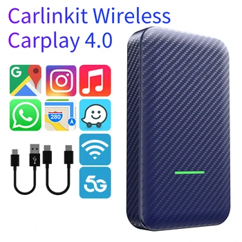 CarlinKit Wireless CarPlay 4.0 Кабелна до безжичен адаптер CarPlay Android Автоматичен ключ Автомобилен мултимедиен плеър OTA актуализация Онлайн